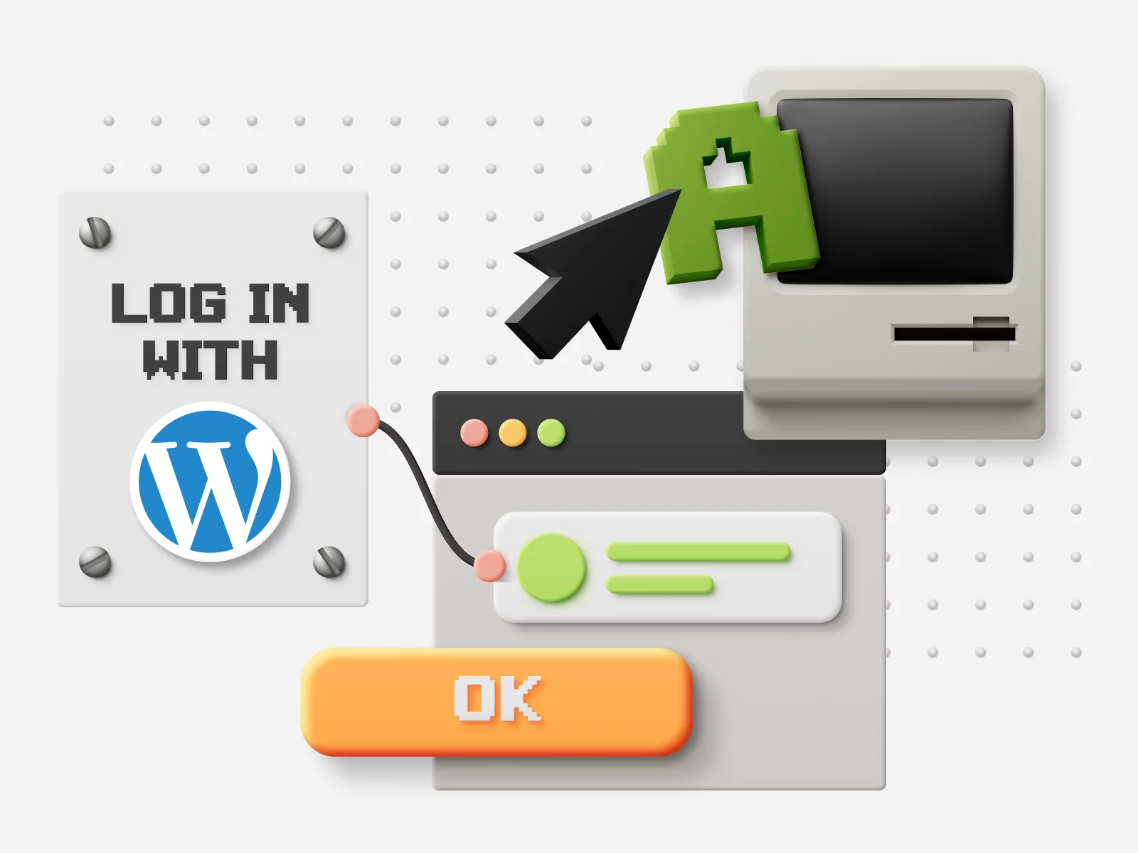 Login-Möglichkeit mit WordPress-Anmeldung auf einem Computerbildschirm